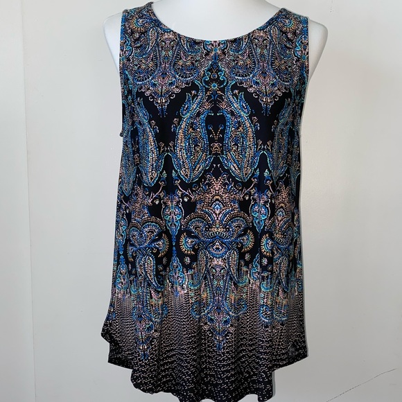 Aux Black Print Pretty Flowy Tank L - Picture 1 of 4